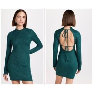 Atoir Miaa Green Long Sleeve Open Back Bodycon Sweater Mini Dress Size 2